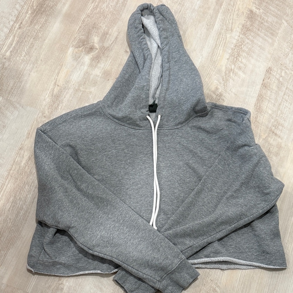 Gray Hooded Sweatshirt - Cropped